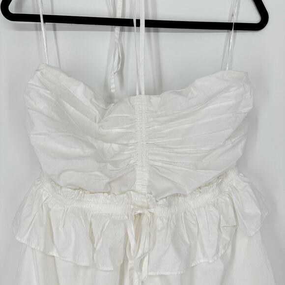 CIRCUS NY Elyse Cotton Halter Romper White Ruffle Pockets New Womens Large - Picture 6 of 9